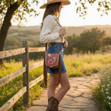 Leather Hand Tooled Crossbody Bag Faire - Sixtease Bags USA
