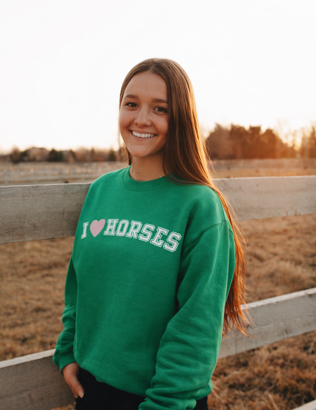 I Love Horses Sweatshirt (Green)