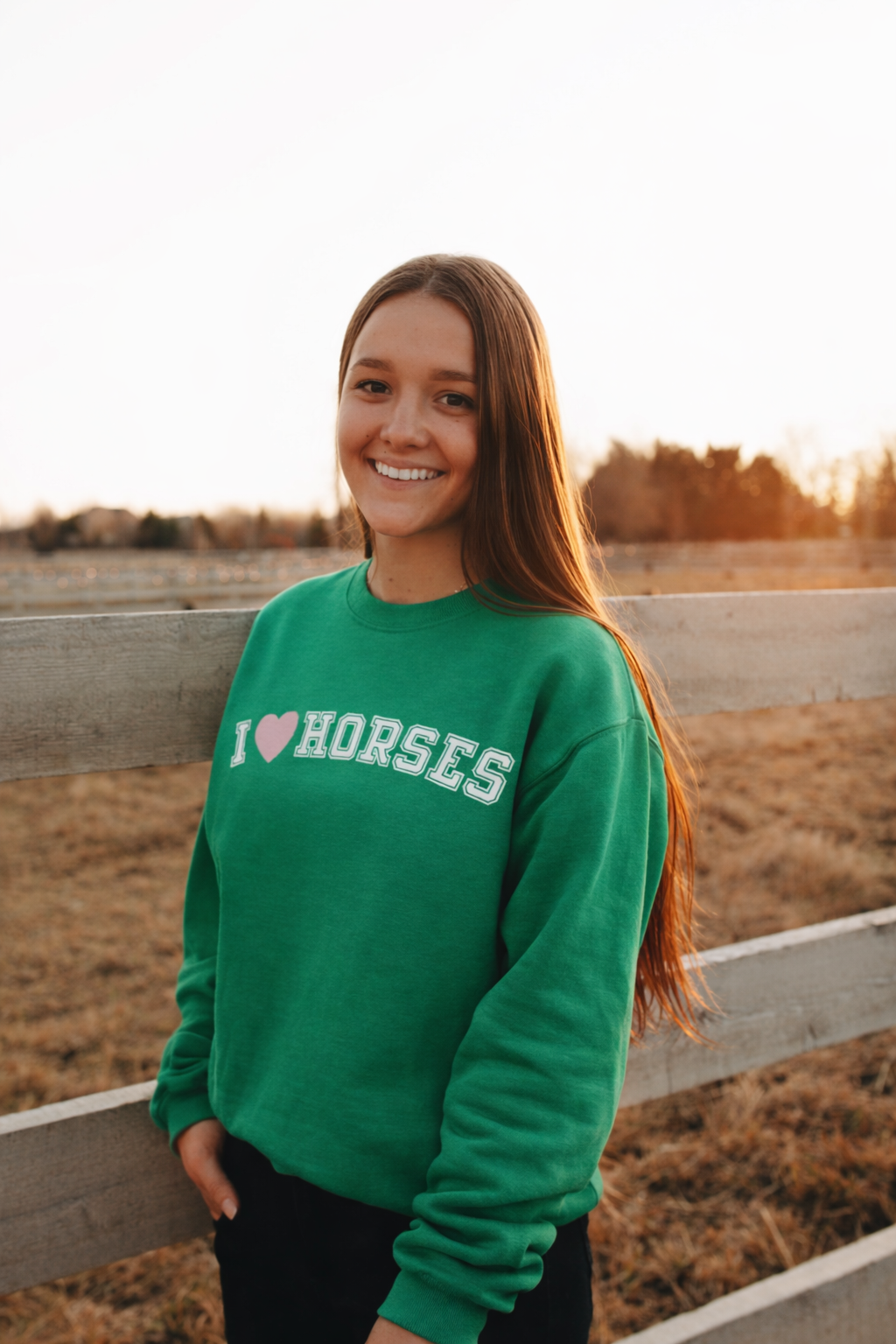 I Love Horses Sweatshirt (Green)