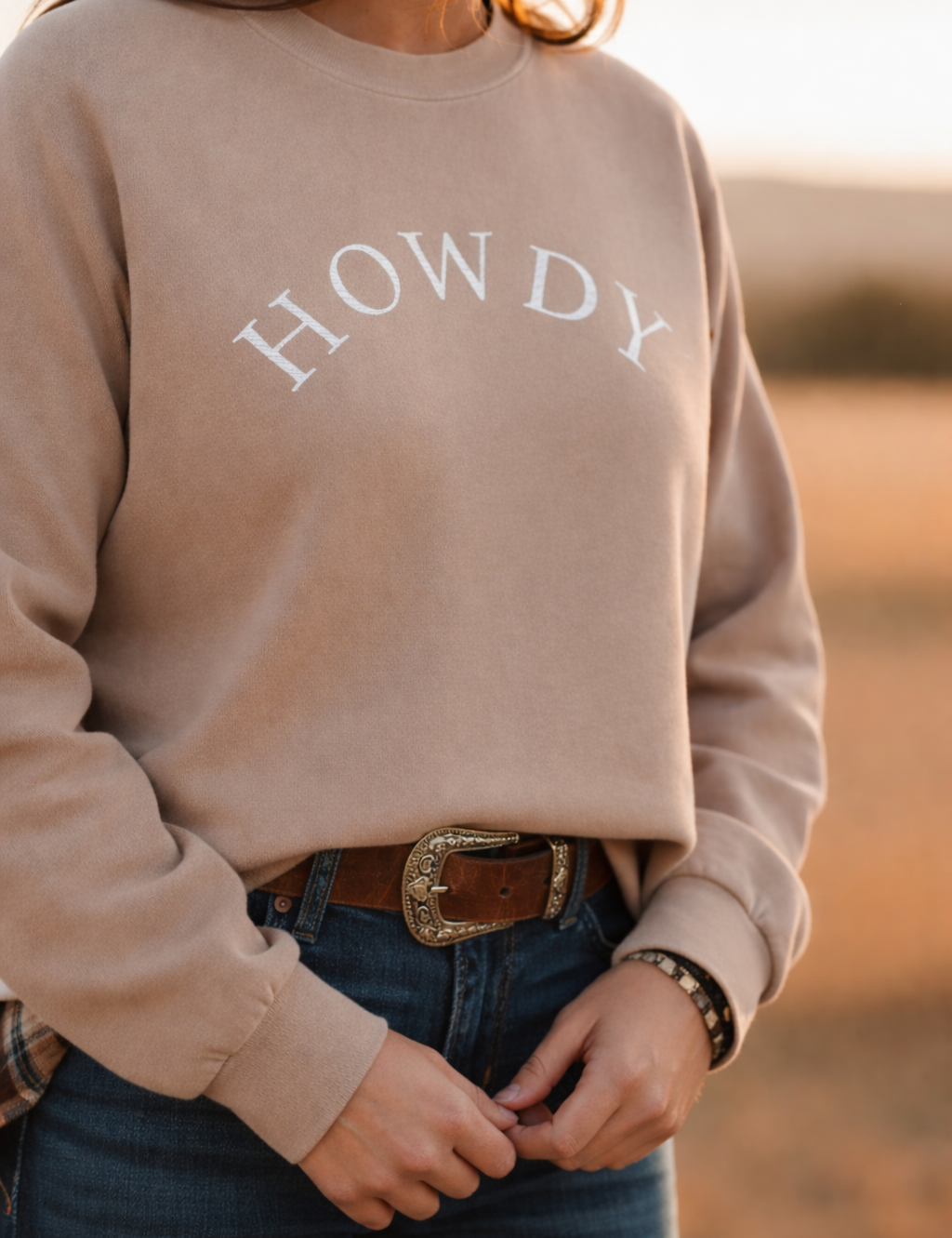 Howdy Pigment-Dyed Sweatshirt (Vintage Beige)
