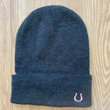 pink horseshoe beanie (charcoal)