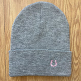 pink horseshoe beanie (grey)