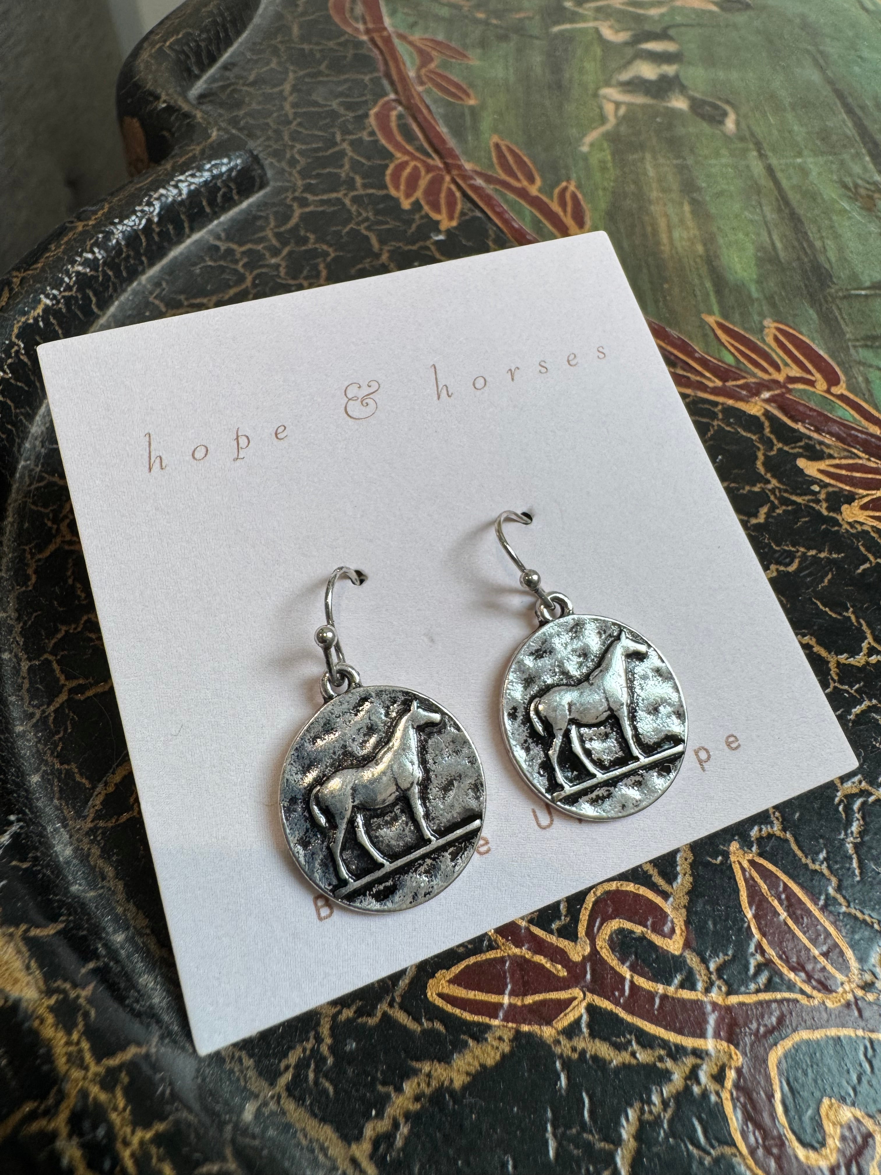 Equestrian Coin Necklace + Earrings Set