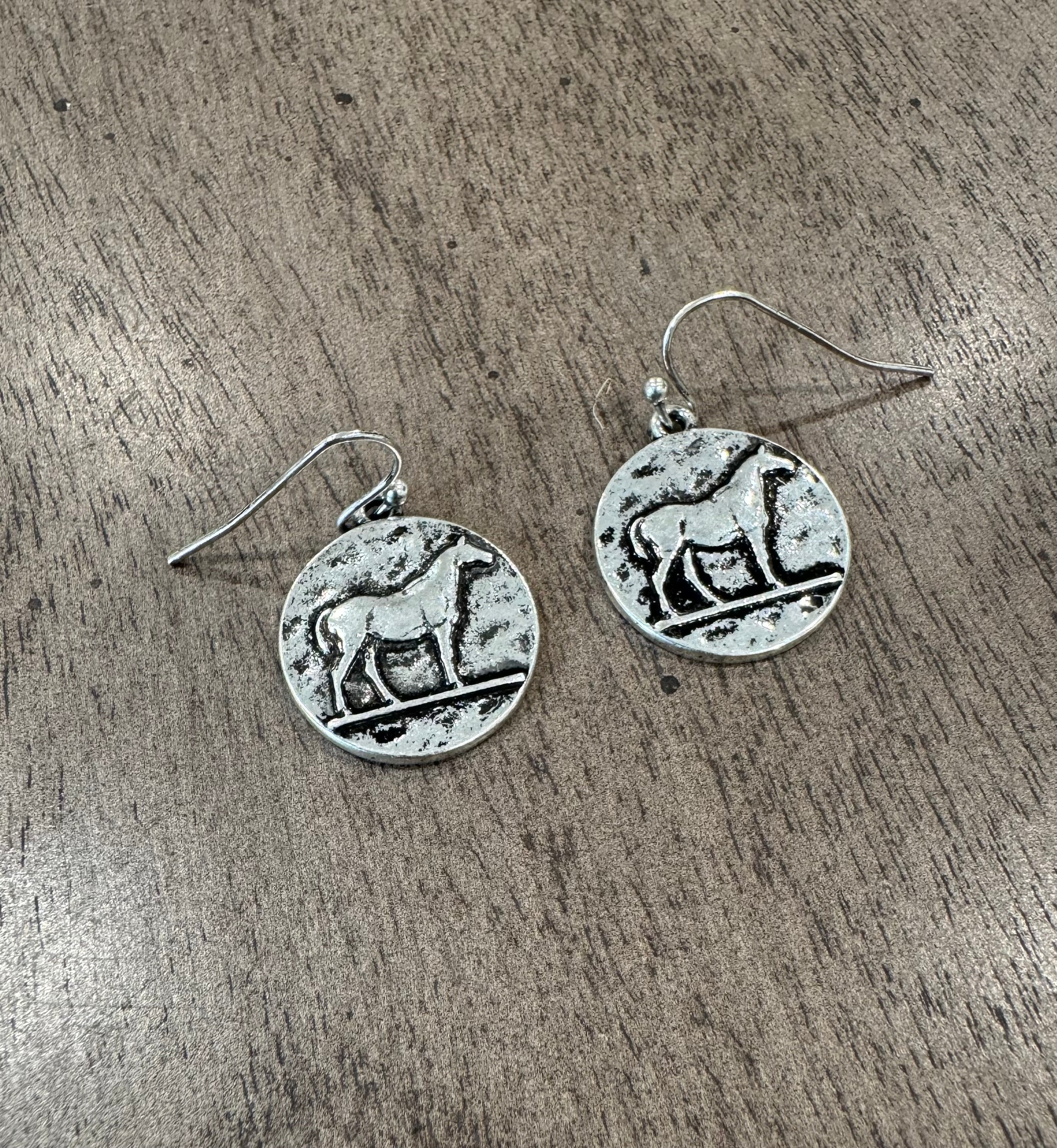 Equestrian Coin Necklace + Earrings Set