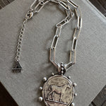 Equestrian Coin Necklace + Earrings Set