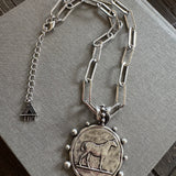 Equestrian Coin Necklace + Earrings Set