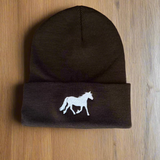 white horse beanie (brown)