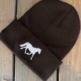 white horse beanie (brown)