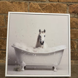 white horse bubble bath art