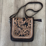 Sami Saddle Bloom Hand-Tooled Crossbody Purse