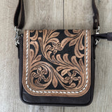 Sami Saddle Bloom Hand-Tooled Crossbody Purse