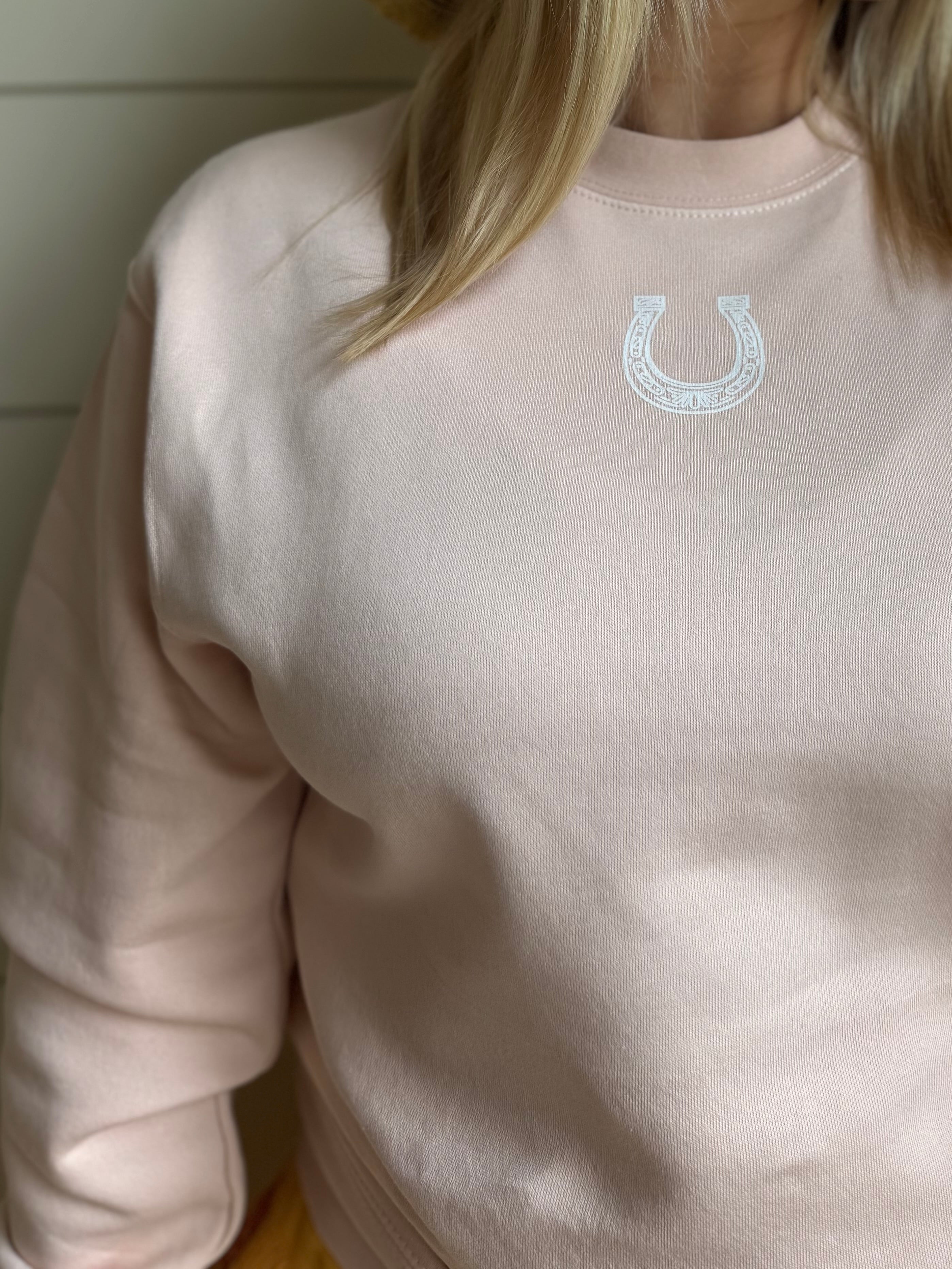 blushing horseshoe sweatshirt