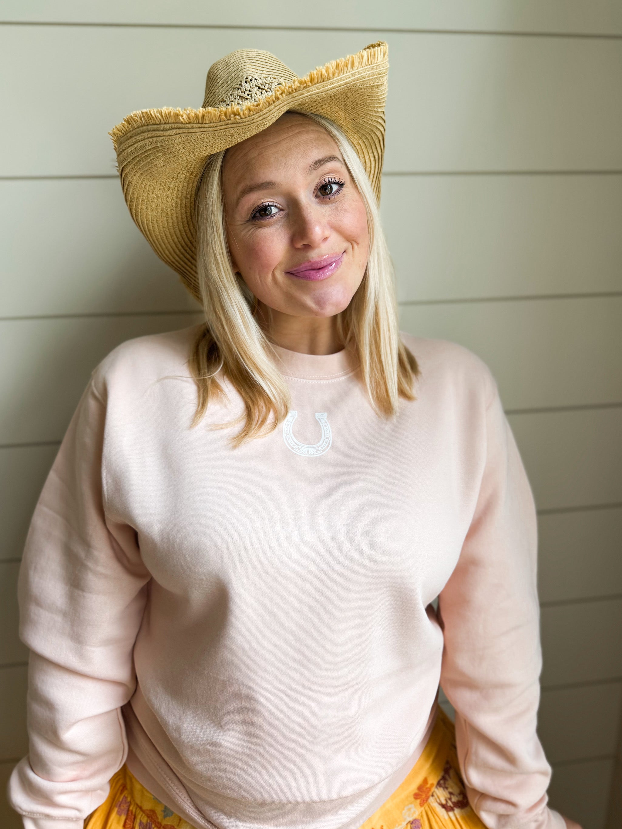 blushing horseshoe sweatshirt