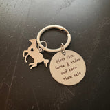 bless this horse & rider keychain