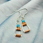 Stirrup Aqua Bead Earrings