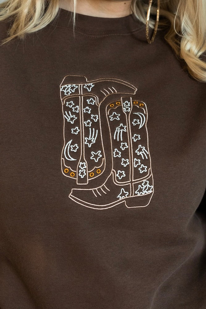 Cowgirl Boots & Stars Sweatshirt
