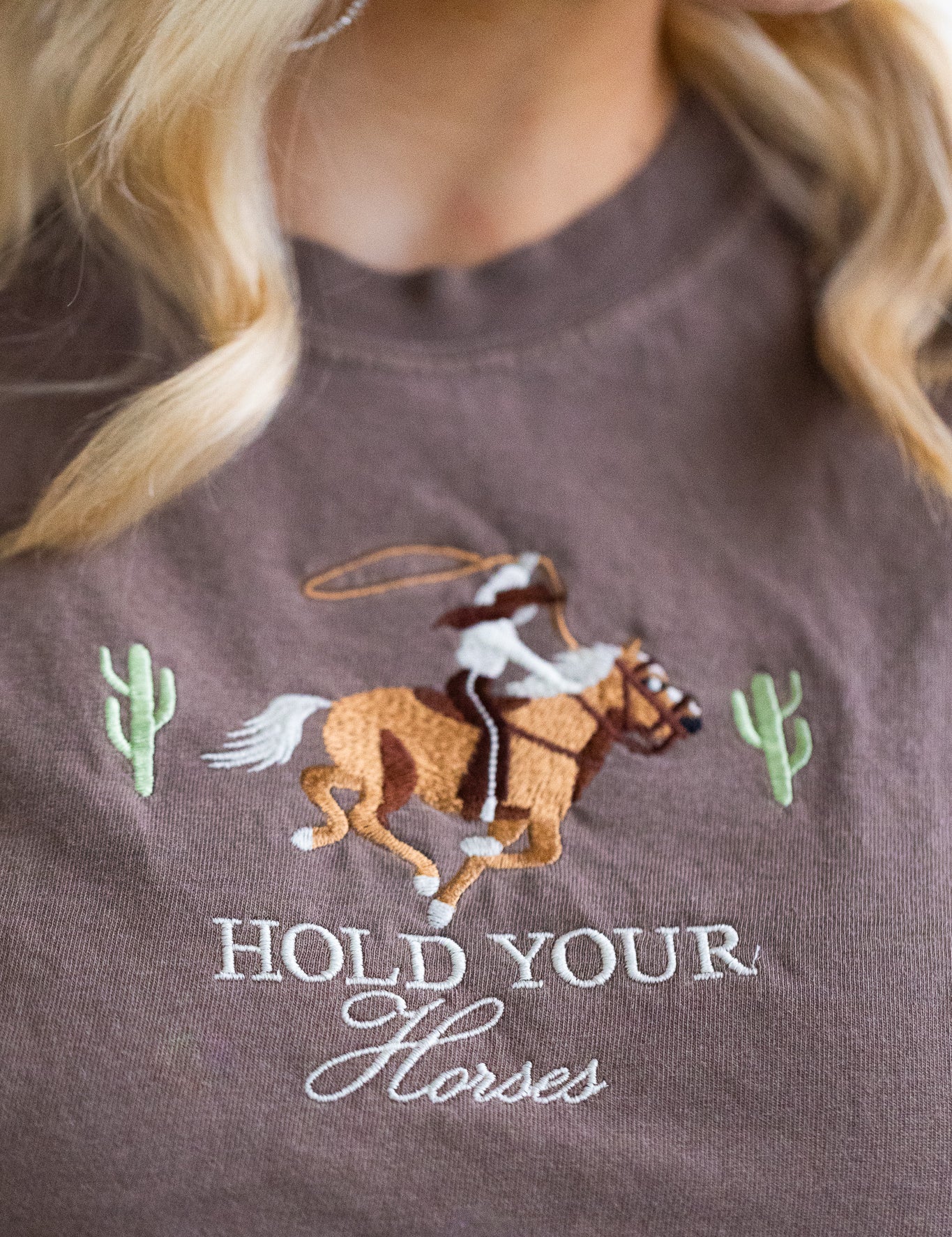 Hold Your Horses Embroidered T-Shirt