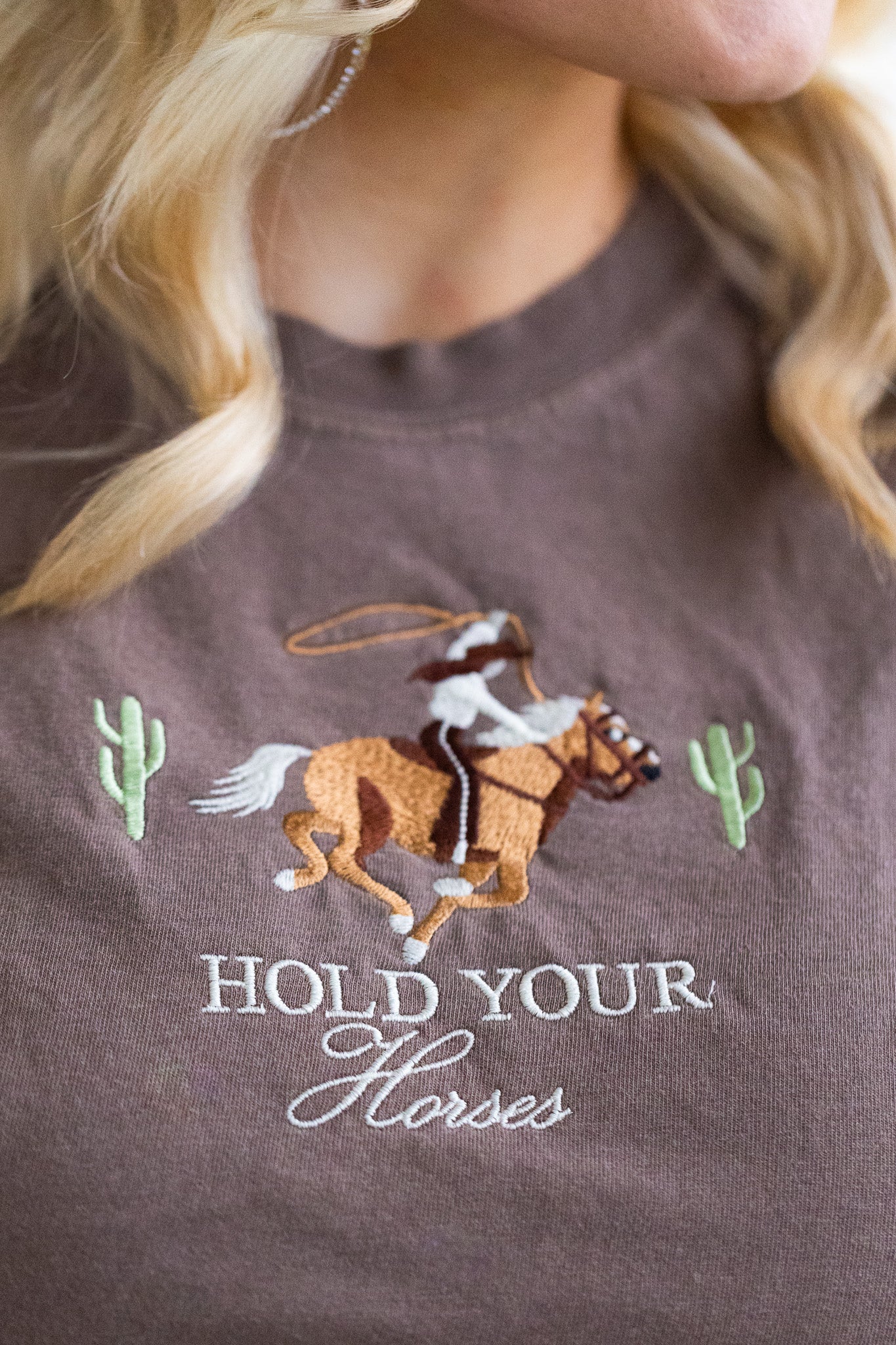 Hold Your Horses Embroidered T-Shirt