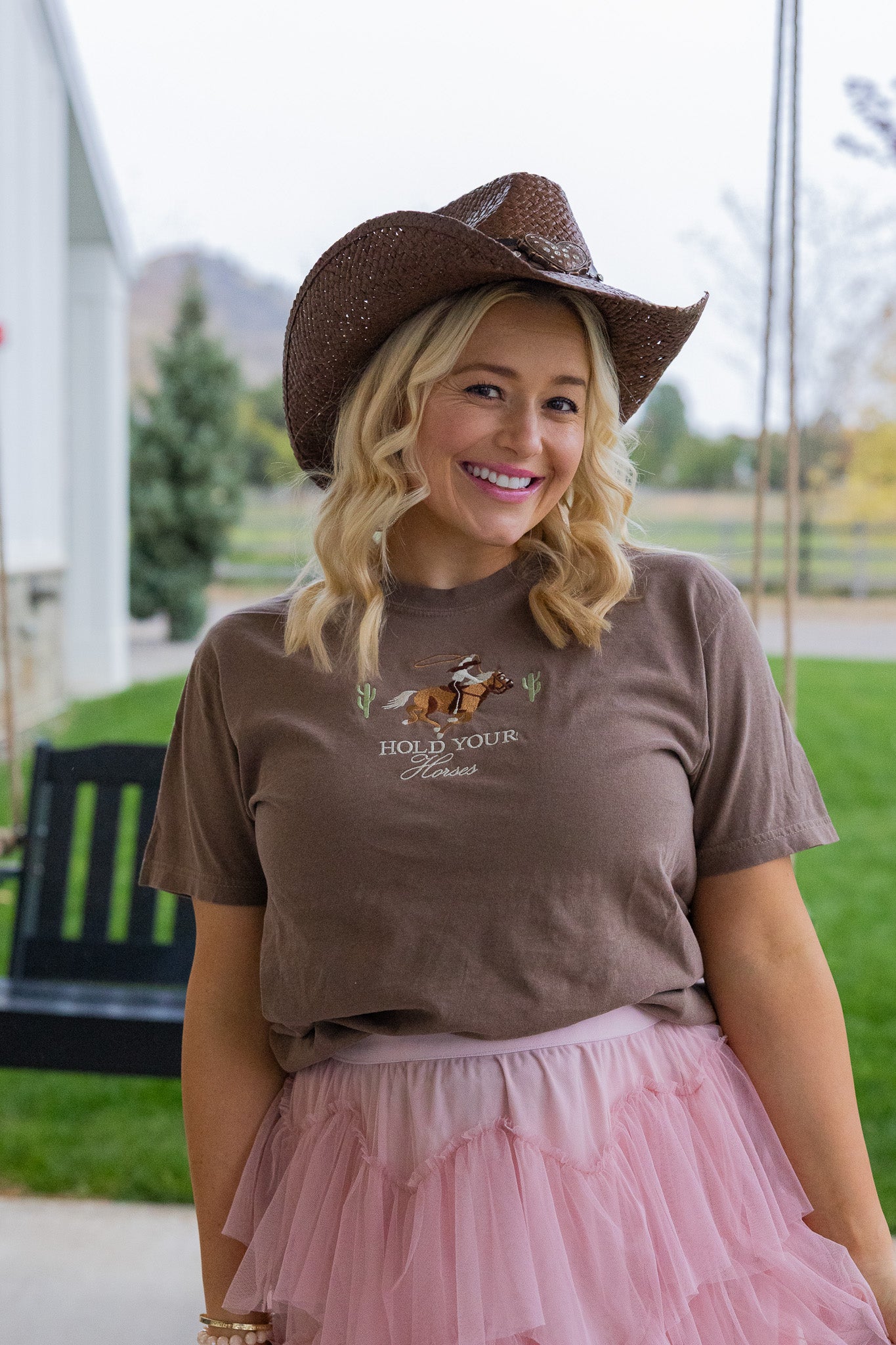 Hold Your Horses Embroidered T-Shirt