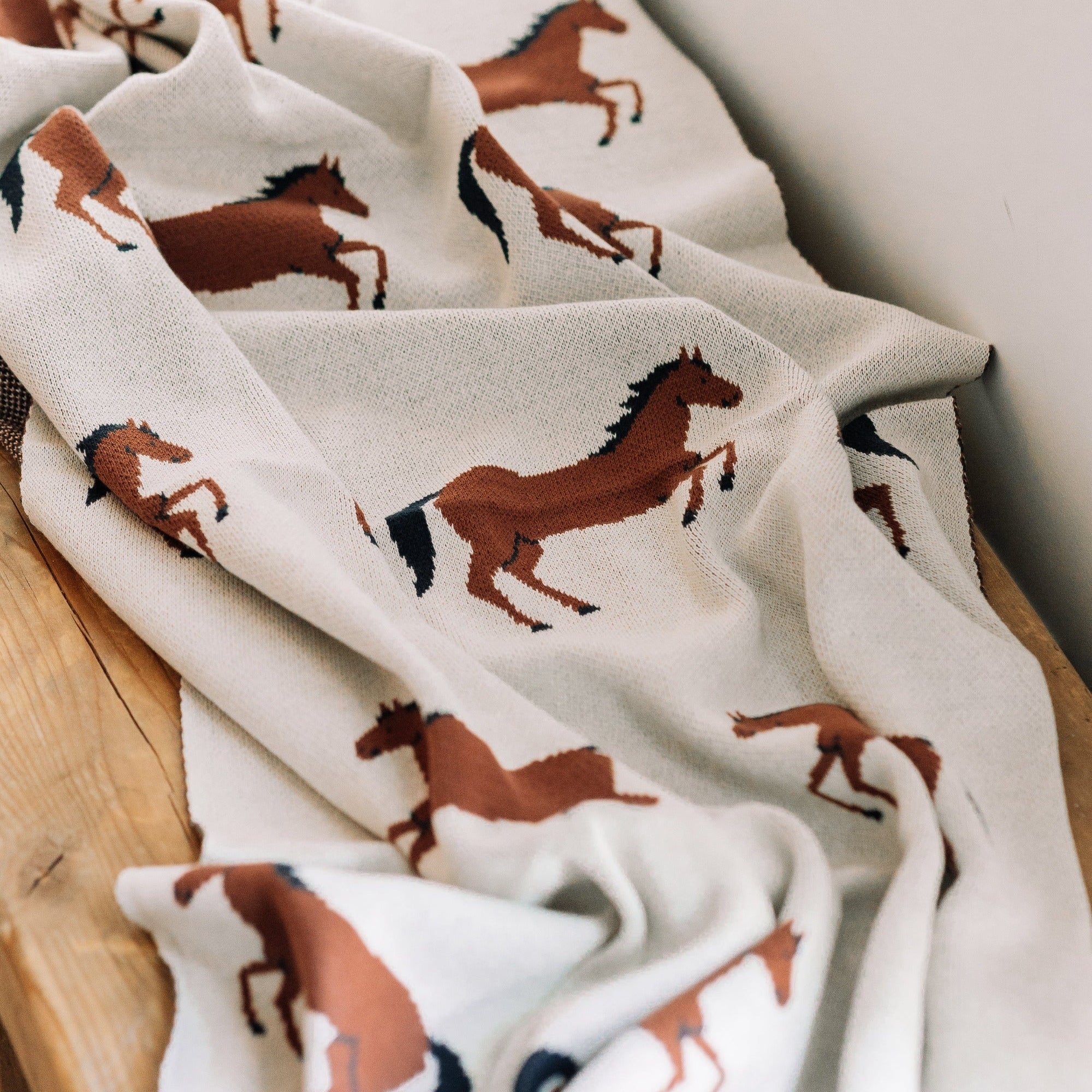 Horse Organic Knit Baby Blanket