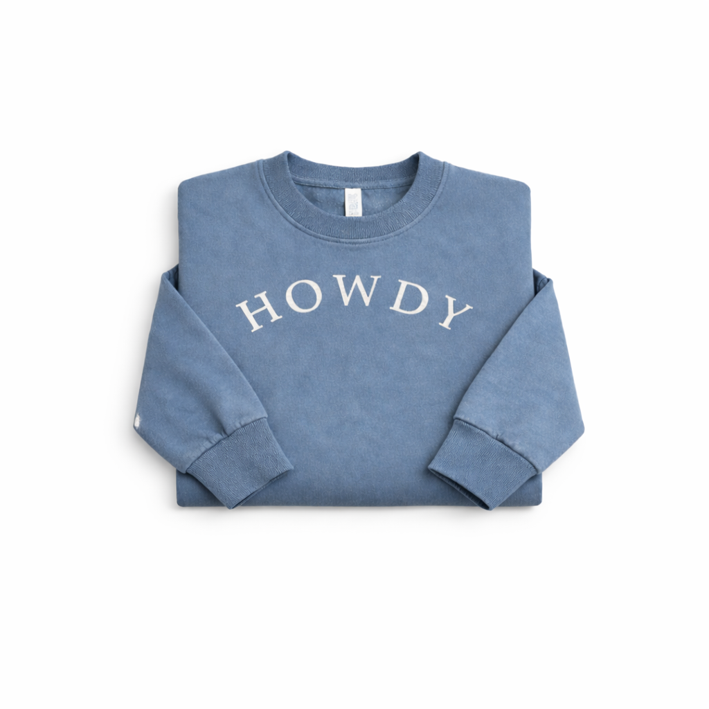 Howdy Pigment-Dyed Sweatshirt (Vintage Blue)