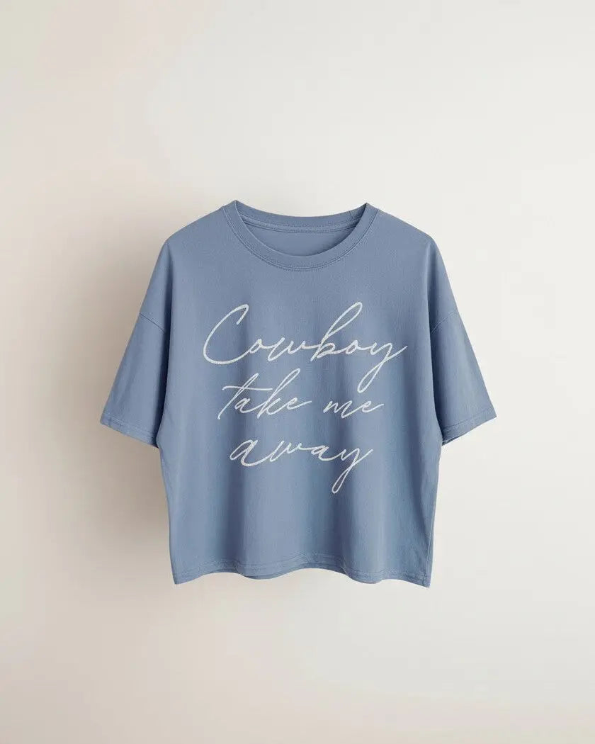 Cowboy Take Me Away Long-Crop Tee Faire - Rustee Clothing
