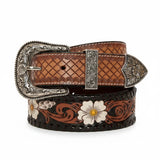 Wild Daisy Western Hand-Tooled  Leather Belt