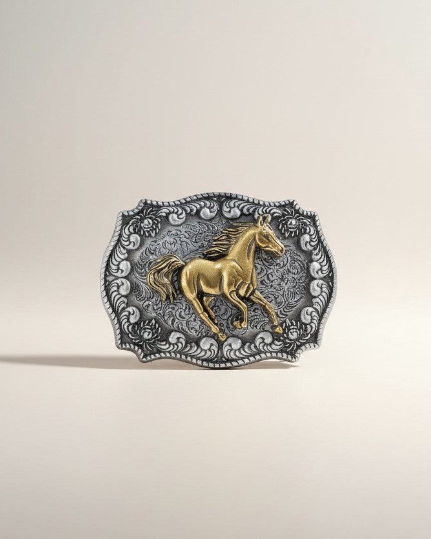 Golden Spirit Horse Belt Buckle