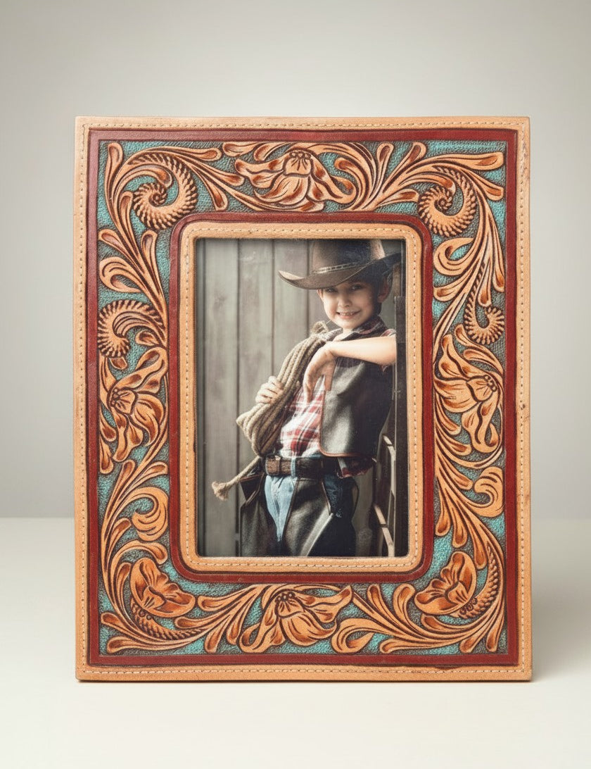 Barn Keepsake Hand-Tooled Leather Frame
