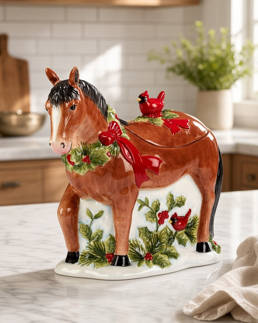 Christmas Horse Cookie Jar
