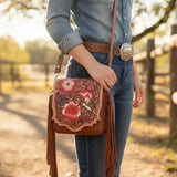 Leather Hand Tooled Crossbody Bag Faire - Sixtease Bags USA