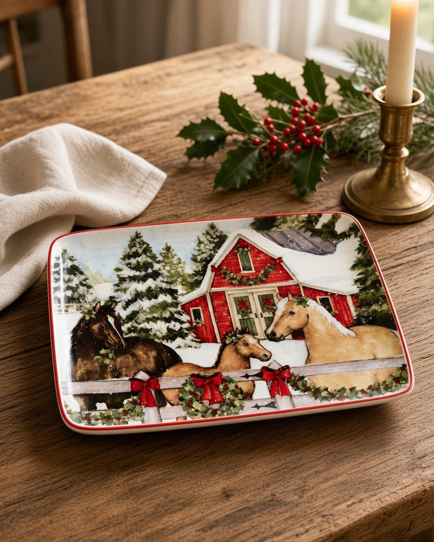 Homestead Horse Christmas Platter