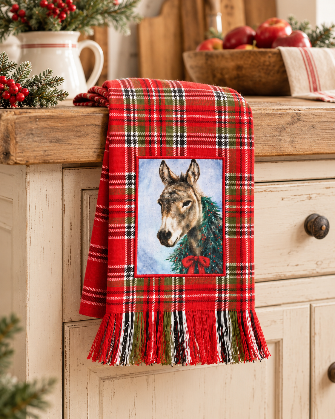 Merry Little Donkey Dish Towel