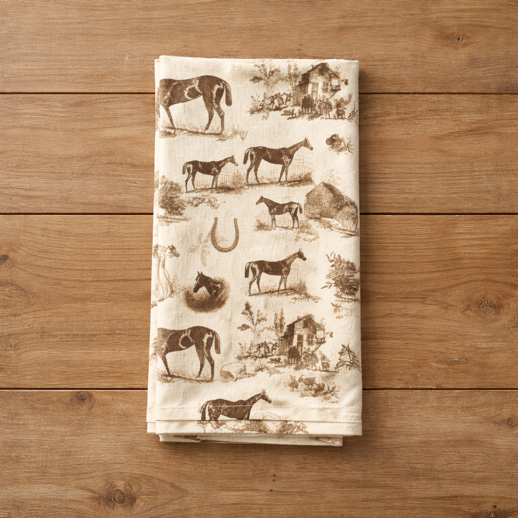 Horse Toile Kitchen Towel