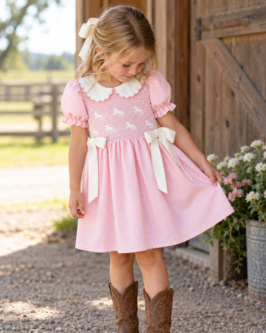 Horses & Bows Smocked Dress