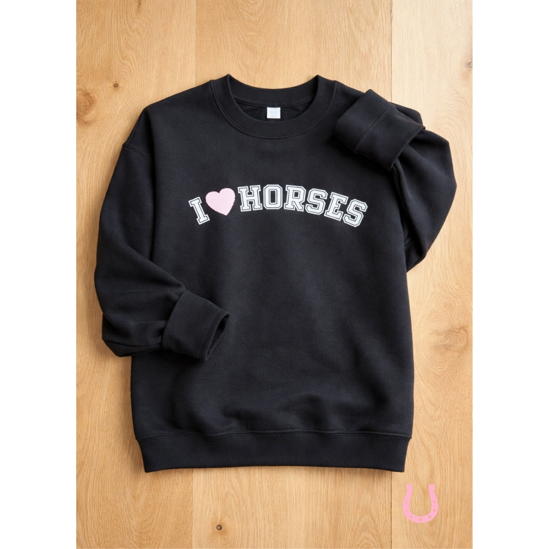 I Love Horses Sweatshirt (Black)
