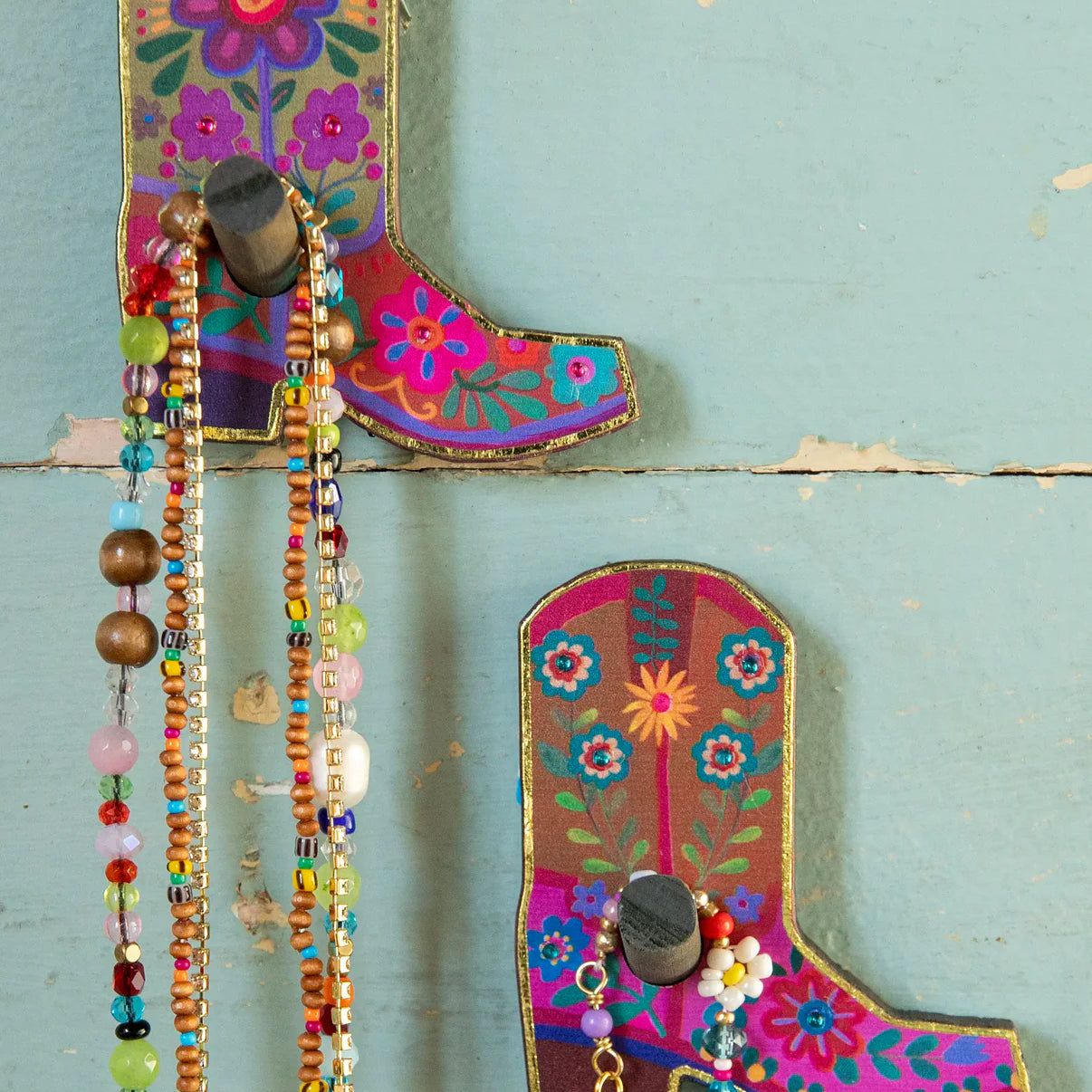 wooden boot wall hooks (set of 2)