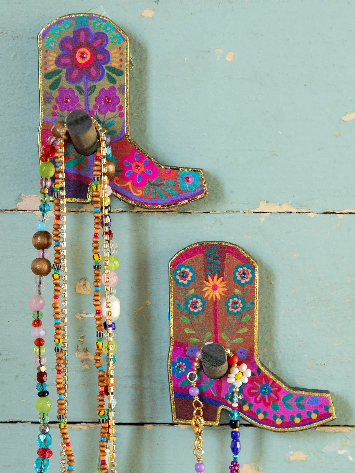 wooden boot wall hooks (set of 2)