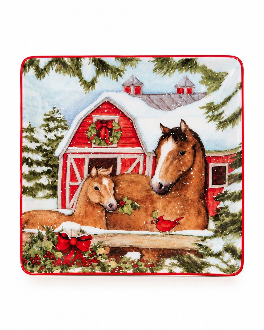 Christmas Horses - Cheese Plate w/Knife