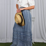 Cowgirl Chambray Ruffle Frayed Skirt