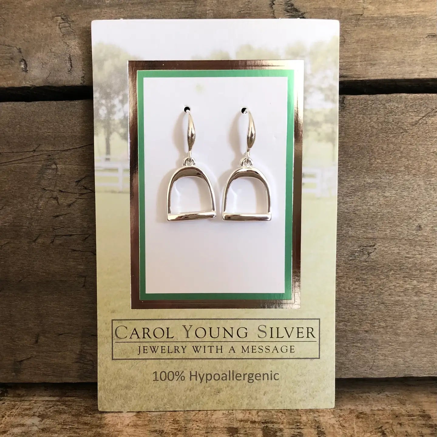 english stirrup dangle earrings