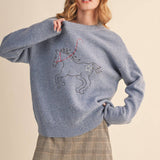 Dusty Blue Horse Sweater