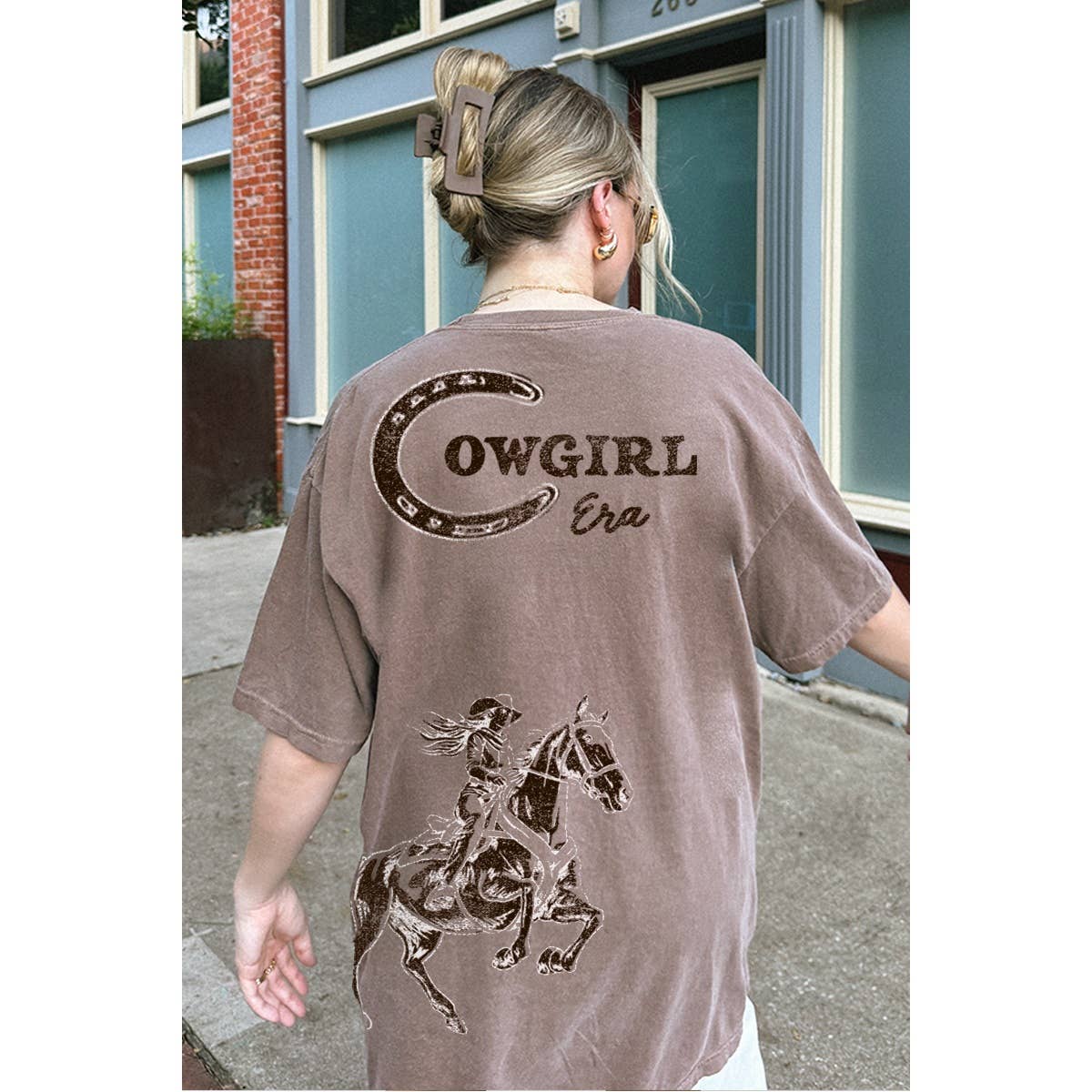 Cowgirl Era Graphic Oversized Tee L