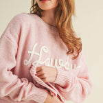 Howdy Pink Embroidered Knit Sweater