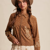 Espresso Ranch Embroidered Blouse