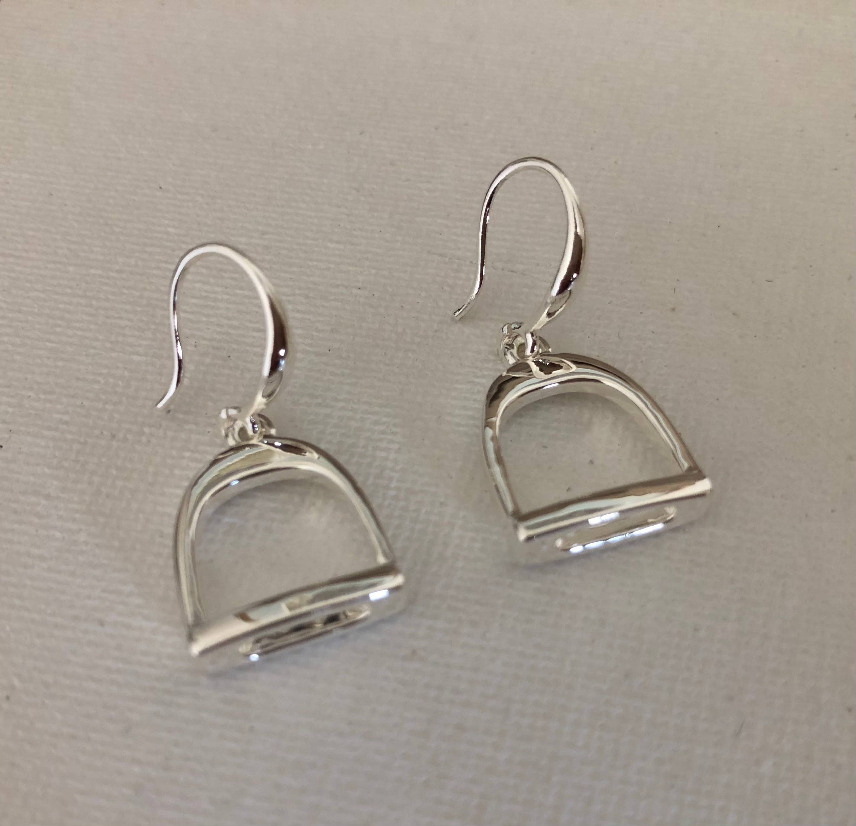 english stirrup dangle earrings