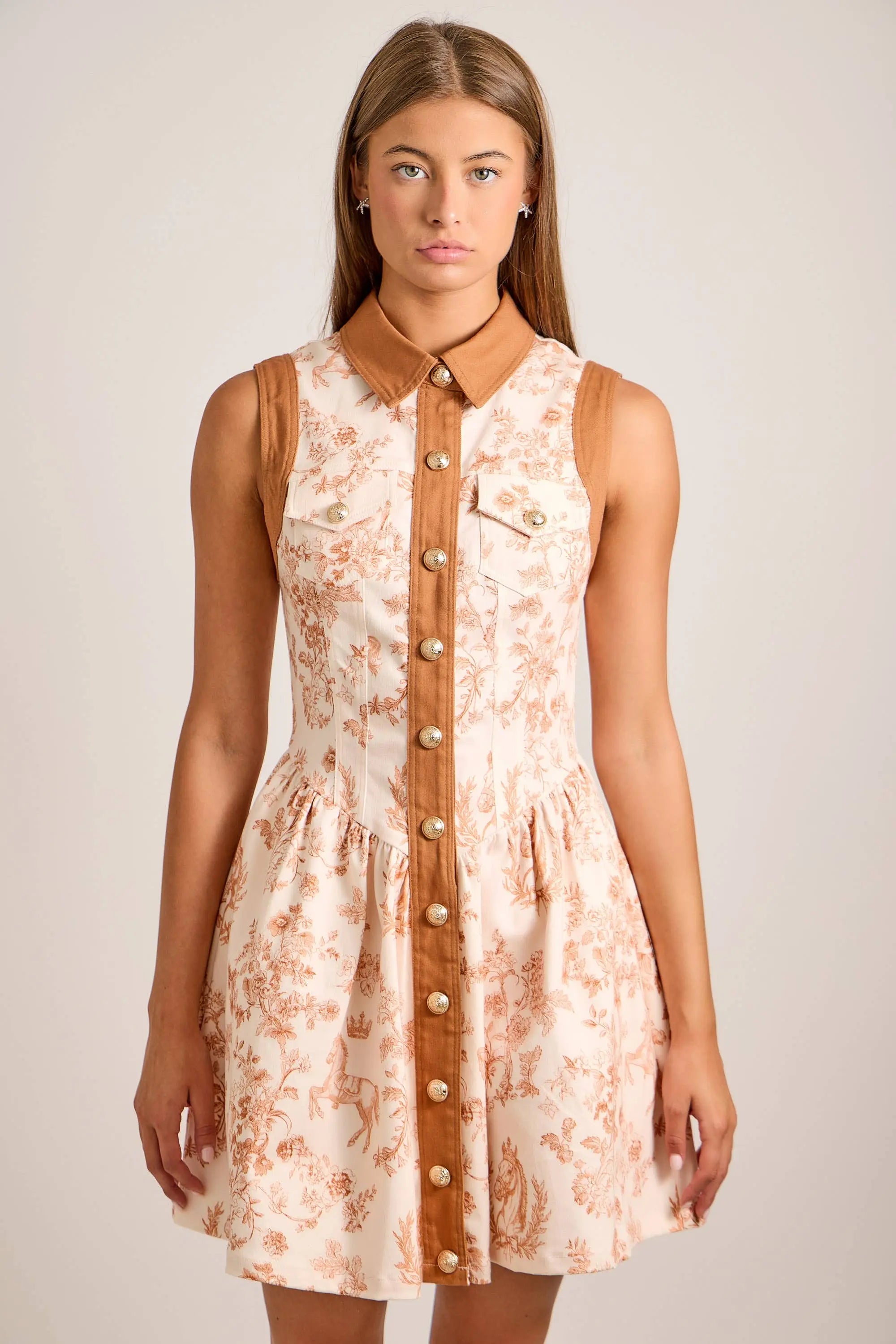 Unicorn Floral Button-Front Dress – Summer Sundress Main Strip