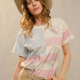 American Cowgirl Embroidered Crewneck Top - Bridle Up Hope Shop