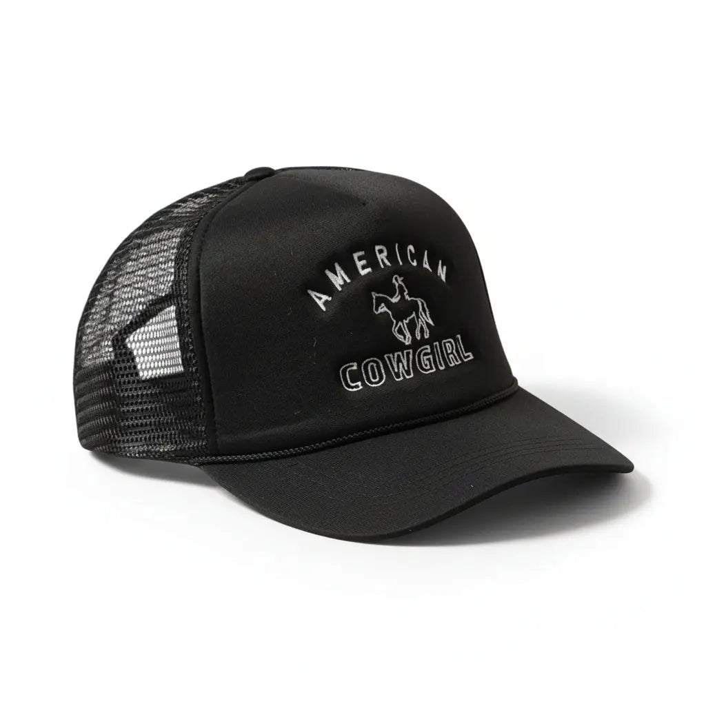 American Cowgirl Trucker Hat (Black) - Bridle Up Hope Shop