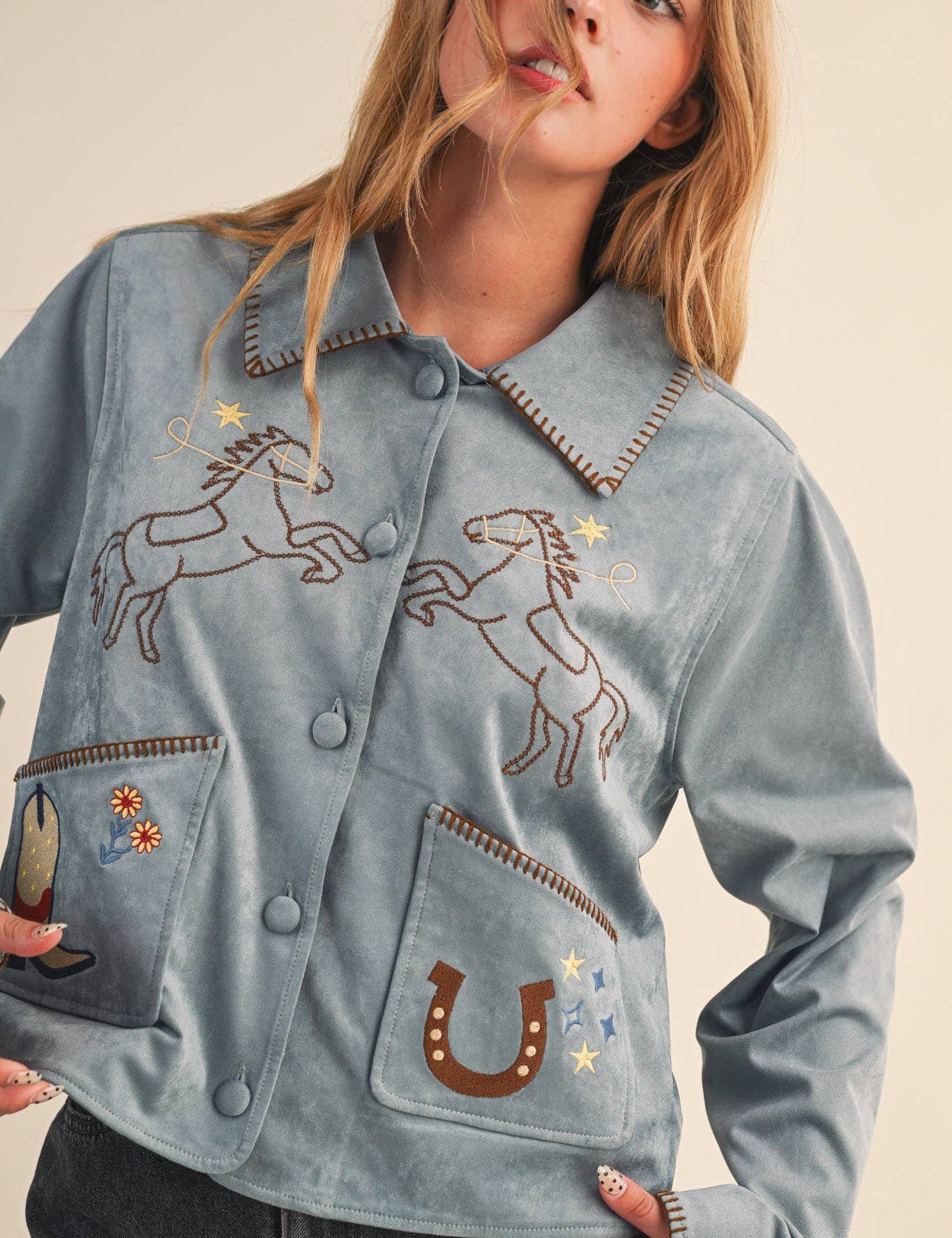 Cowgirl Embroidered Suede Jacket